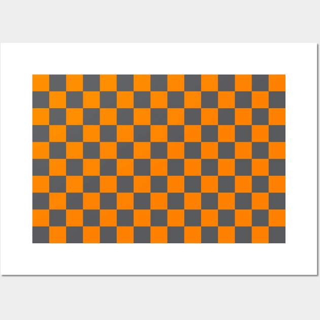 Tennessee Orange and Smokey Grey Checker Pattern Wall Art by PurposelyDesigned